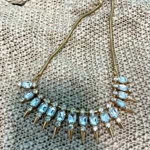 Gold and rhinestone spike statement necklace